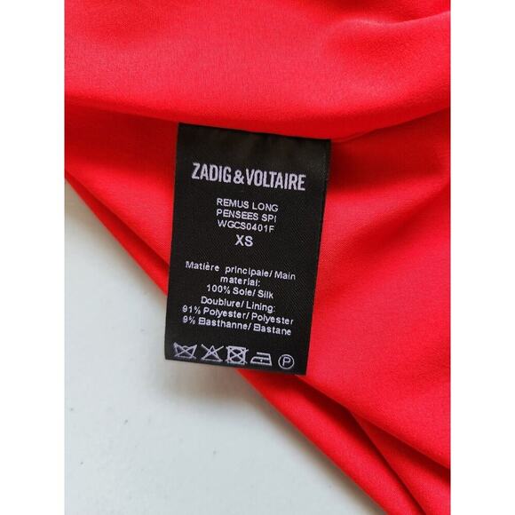 Zadig & Voltaire Remus Pensee Floral Silk Maxi Dress Size XS Red #2F504 - Picture 9 of 11